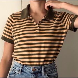 Olive green and peach pink polo